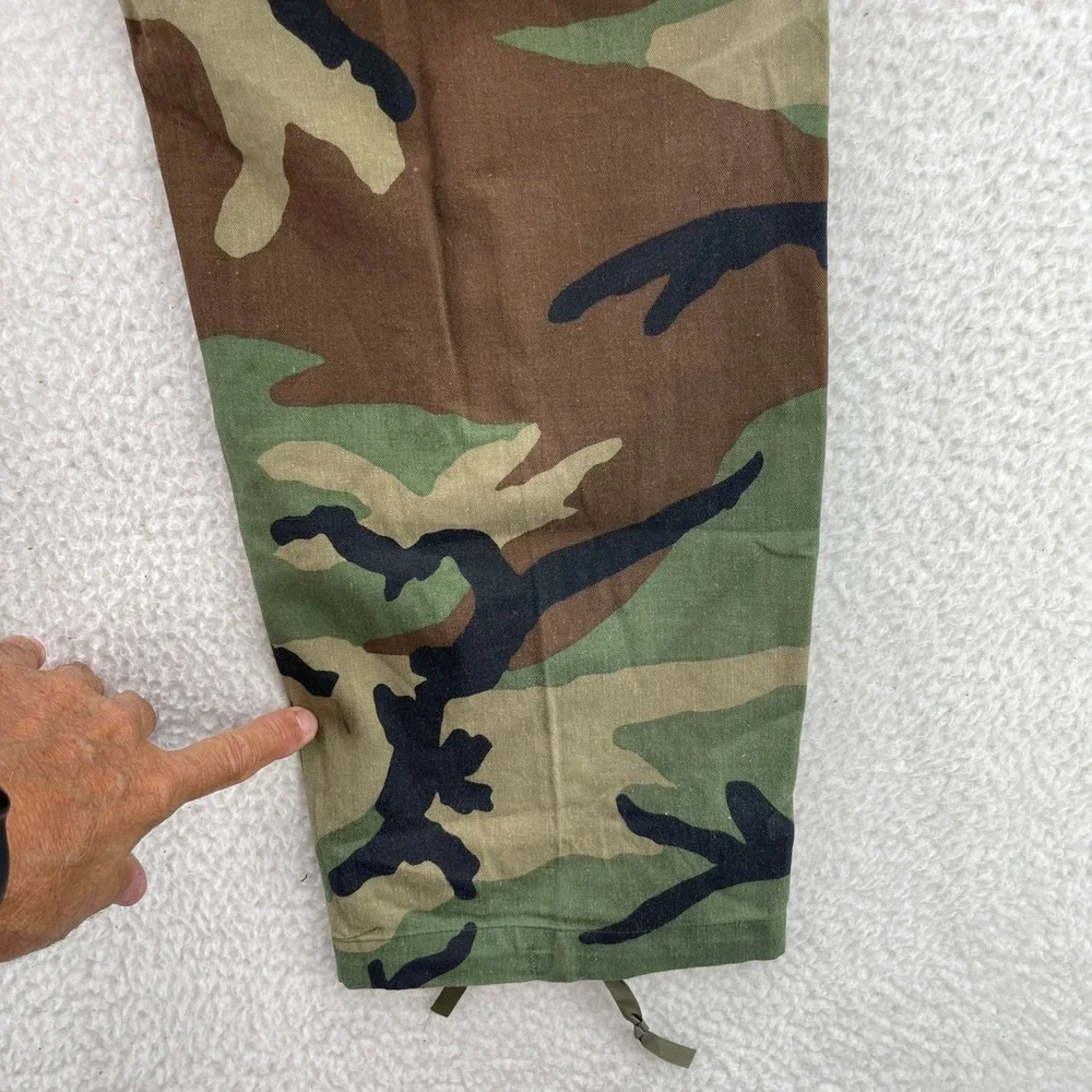 VTG Military BDU Pants Mens Medium Short Green Brown Woodland Camo Cargo Canvas